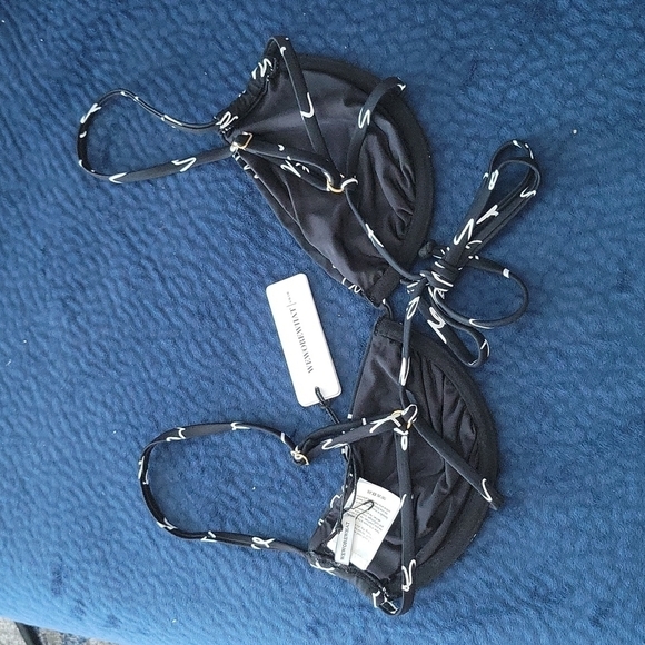 Weworewhat bikini 2 piece set ruched string bottom ruched underwire top … - Picture 5 of 9